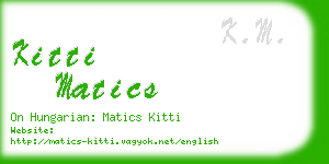 kitti matics business card